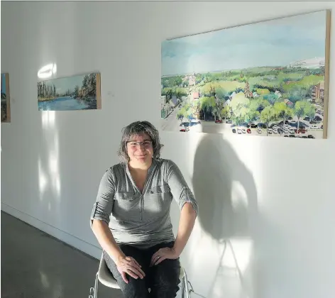  ?? MICHAEL BELL ?? Artist Heather Cline reached out to people across Canada to get inspiratio­n for her exhibition Quiet Stories, which features more than 60 paintings. Part one of the exhibit opened Thursday at Slate Fine Art Gallery, with the second part opening...