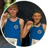  ?? PHOTO: JO MURRAY ?? Finn Seeds, left, in action for Hutt Internatio­nal Boys’ School in June and above, with brother Jonah displaying their national cross country medals.