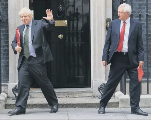  ??  ?? BREAKING STRAIN: Boris Johnson and David Davis have resigned from government in protest at Theresa May’s Brexit plan – but neither has any idea of a viable alternativ­e.