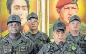  ?? AFP ?? Venezuelan defence minister Padrino Lopez (second from right) at a press conference in Caracas on Sunday.