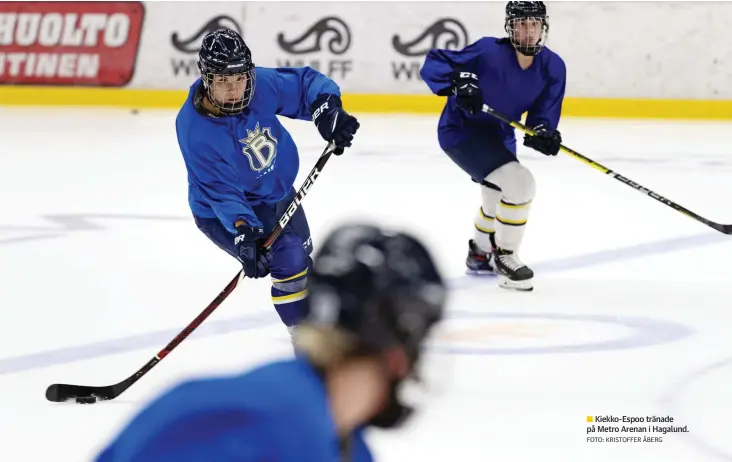  ?? FOTO: KRISTOFFER ÅBERG ?? Kiekko-Espoo tränade på Metro Arenan i Hagalund.