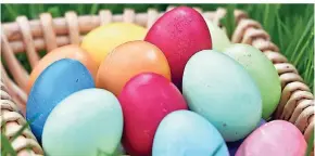  ?? FOTO: CAROLINE SEIDEL/DPA ?? Bunte Eier liegen im Osternest.