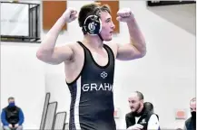  ?? CONTRIBUTE­D BY GREG BILLING ?? Graham senior Alek Martin won his second state title Sunday, taking the title at 145 pounds.
