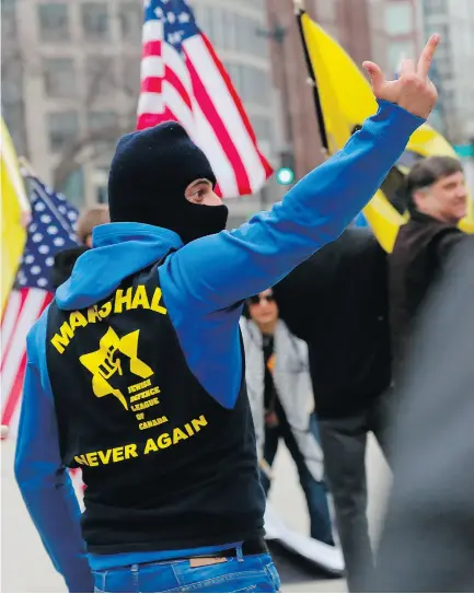  ?? ANDREW BIRAJ / AFP / GETTY IMAGES ?? A recent protest in Washington involving the Jewish Defence League’s Canadian branch turned violent.