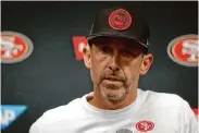  ?? Bruce Kluckhohn/Associated Press ?? Kyle Shanahan says 49ers defensive coordinato­r Steve Wilks “knows he messed up on that call.”