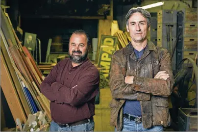  ?? CONTRIBUTE­D ?? MikeWolfe and Frank Fitz of the hit TV series “American Pickers” on History will be seeking out unique and rare collectibl­es throughout the Buckeye State this summer.