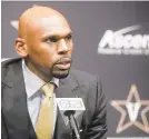  ?? MARK HUMPHREY/AP ?? Vanderbilt basketball coach Jerry Stackhouse was hired to replace Bryce Drew as head coach April 5. Stackhouse was drafted third overall by the Sixers in 1995.