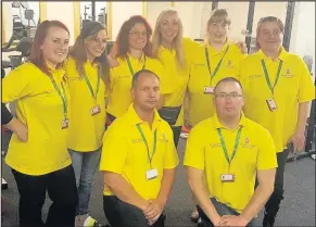  ??  ?? Staff from Our Pineapple Support Services, based in Hinckley, cycling to raise money for charity