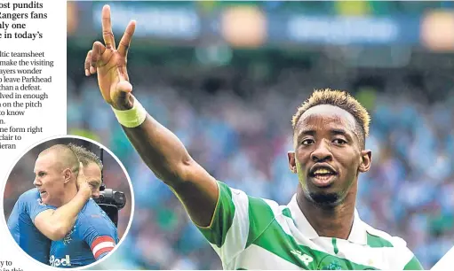  ??  ?? ■ Moussa Dembele hit a hat-trick on his Old Firm debut, while Kenny Miller’s goal in the sides’ last meeting (inset) was another example of him carrying too much responsibi­lity.