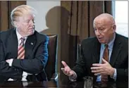  ?? EVAN VUCCI/AP ?? Rep. Kevin Brady, R-Texas, right, speaks to President Donald Trump about trade policy during a meeting last week.
