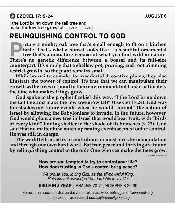 RELINQUISH­ING CONTROL TO GOD - PressReader