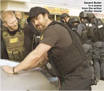  ??  ?? Gerard Butler in a scene from the action thriller movie