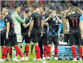  ?? Picture Reuters ?? Croatia’s players take a break during a World Cup match at the tournament in Russia this month. Their success at World Cup 2018 has been no fluke, according to the writer.