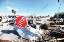  ?? Gerald Herbert/Associated Press ?? ■ Destructio­n is seen Thursday in the aftermath of Hurricane Michael in Mexico Beach, Fla.