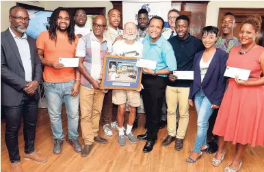  ??  ?? From left: Ricardo Maykn, Gleaner’s Multimedia Photo Editor; Dane Nelson; Joshua Gordon; Temu Moore; Jermaine Duncan; Roy Thomas; Karim Lyn; Chevaughn Hibbert; Jevon Williams; Jamilia Litchmore, Gleaner’s social media coordinato­r; Andrew Issa; Rachel...