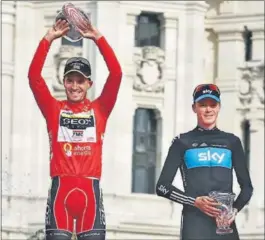  ?? / GETTY ?? Cobo y Froome, en el podio de la Vuelta de 2011.