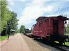  ?? ?? Ohio’s Kokosing Gap Trail: Train cars greet visitors at the Gambier trailhead.
