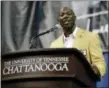  ?? MARK HUMPHREY — THE ASSOCIATED PRESS ?? Former wide receiver Terrell Owens delivers his Pro Football Hall of Fame speech on Saturday in Chattanoog­a, Tenn.