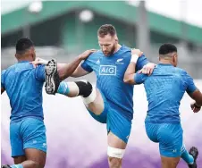  ?? Photo — AFP ?? New Zealand’s Kieran Read takes part in a team training session.