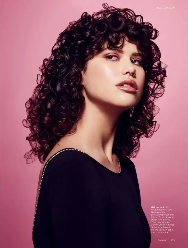  ??  ?? Get the look: To create Rainer’s curls Beel used the pre-styling dryer and 20mm Dyson Airwrap styler long barrels. “The new skinnier 20mm Dyson Airwrap styler attachment means you can get a much tighter curl.”