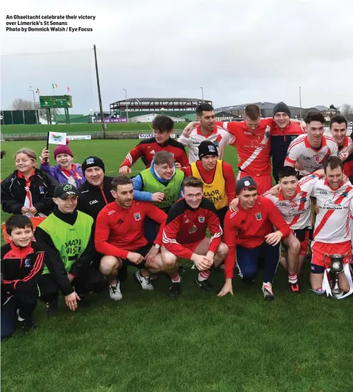  ??  ?? An Ghaeltacht celebrate their victory over Limerick’s St Senans Photo by Domnick Walsh / Eye Focus