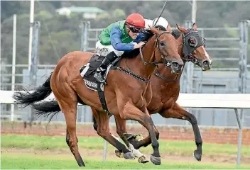  ?? RACE IMAGES ?? Bonneval gets the upper hand over Devise in the NZ Oaks at Trentham.