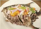  ??  ?? ■ POMPANO WHOLE FISH WITH TOMATO SALSA, aprubado ang kalami.