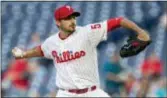  ?? LAURENCE KESTERSON — THE ASSOCIATED PRESS ?? Phillies pitcher Zach Eflin has cranked up his crankiness on the mound, which helped him produce nine strikeouts in a win over the Giants Monday night.