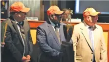  ?? STAFF PHOTO BY ERIN O. SMITH ?? Members of the 1969 Lakeside All-Stars and Dixie Youth World Series champions — Jerry DeFriese, Herman Grier and Robbie Johnson — listen as their team is honored during a City Council meeting Tuesday.