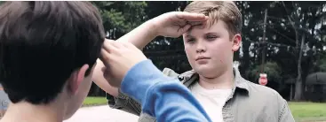  ??  ?? Some of the best moments in the movie come when young actors portray the real-life heroes. Here, William Jennings portrays a young Spencer Stone.