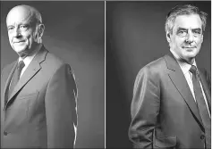  ??  ?? A combo of file pictures shows Juppe (left) and Fillon during photo sessions in Paris. — AFP photo