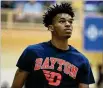  ?? DAVID JABLONSKI / STAFF ?? Dayton Flyers recruit DaRon Holmes plays for AZ Compass Prep against Ypsi Prep in the Top Gun Showcase in Vandalia on Monday.