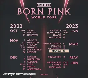  ?? / INSTAGRAM ?? Black pink tour