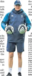  ??  ?? Focused: Joe Schmidt has warned Ireland not to overlook Argentina before they face the All Blacks next week