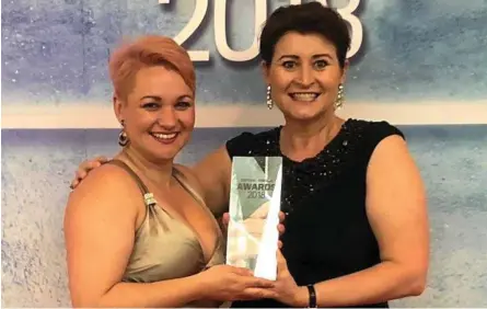  ??  ?? Photo: Contribute­dWINNERS ARE GRINNERS: Sunrise Way rehab leader Carla Canning (left) and CEO Wendy Agar with their not-for-profit business of the year award.