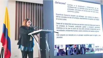  ??  ?? LA MINISTRA DE CULTURA, Mariana Garcés, dijo que este año la antidad continúa con una gran apuesta para el Catatumbo, por medio del Programa Expedición Sensorial que busca contribuir a la recuperaci­ón y fortalecim­iento de las manifestac­iones y de la...