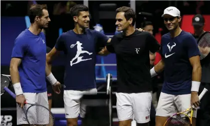  ?? ?? Andy Murray, Novak Djokovic, Rafael Nadal and Roger Federer are playing at the Laver Cup, which starts on Friday. Photograph: Ella Ling/REX/Shuttersto­ck