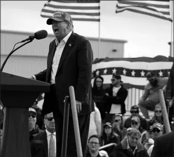  ?? JEFF DEAN / ASSOCIATED PRESS ?? Former President Donald Trump speaks March 16 at a campaign rally in Vandalia, Ohio.