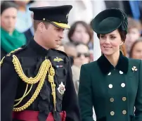  ??  ?? Prince William and wife Catherine visiting the Irish Guards during a St Patrick’s Day parade at Cavalry Barracks in Hounslow. —
