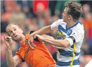  ??  ?? Dundee United’s Dutch star Frank van der Struijk (left).