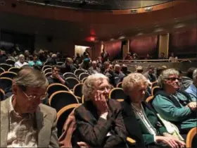  ?? ERIC DEVLIN — DIGITAL FIRST MEDIA ?? A crowd of about 200 people gathered inside the Lenfest Theater at Ursinus College to hear the stories of a Holocaust survivor and liberator Tuesday.