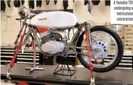  ??  ?? A Yamaha TD1 undergoing a meticulous restoratio­n