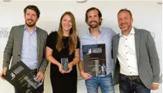  ?? Foto: Fridtjof Atterdal ?? Der Sonderprei­s des Augsburger Medienprei­ses ging an das Team des Rocketeer-Festivals: (von links) Daniel Kempf, Janina Tetsch, Jan Sekulla und Martin Hoffmann.