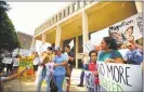  ??  ?? Immigratio­n rally took place outside the Federal Courthouse in Bridgeport on July 11.