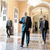  ?? ANNA MONEYMAKER/THE NEW YORK TIMES ?? Senate Majority Leader Mitch McConnell, R-Ky., gives a thumbs-up Wednesday after speaking on Senate floor.