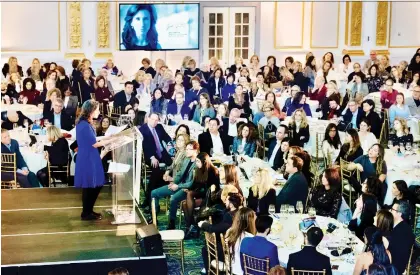  ?? HOWARD KAY ?? KANTOR KAPTIVATES: Keynote speaker and Pulitzer Prize-winning New York Times journalist Jodi Kantor has the audience’s attention, and then some, at the Israel Cancer Research Fund’s annual Women of Action Luncheon at Le Windsor.