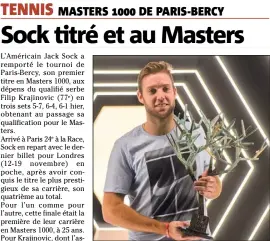  ?? (Photo EPA/MaxPPP) ?? Jack Sock succède au palmarès à Andy Murray.