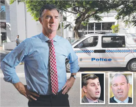  ??  ?? The LNP’s Tim Mander says Labor ‘have given up on crime’. Right: Police Minister Mark Ryan and criminolog­ist Terry Goldsworth­y.