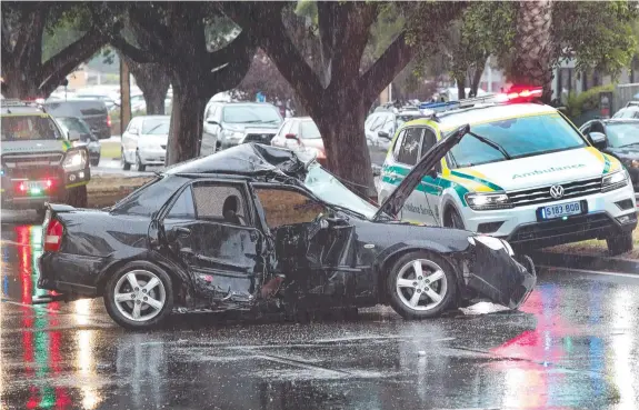  ?? Picture: NCA NewsWire/Dean Martin ?? The scene of a fatal crash in Adelaide on November 23, after a car ran into a tree.