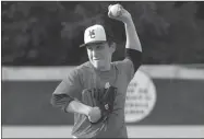  ?? RICK PECK/SPECIAL TO MCDONALD COUNTY PRESS ?? McDonald County’s Ethan Francisco throws a pitch during Monett’s 7-3 win on June 12 in Monett.